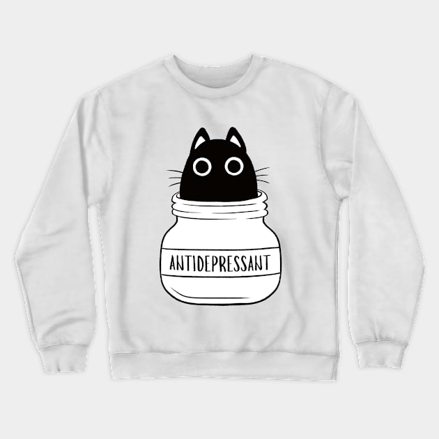 Antidepressant Cat Crewneck Sweatshirt by Firlefanzzz